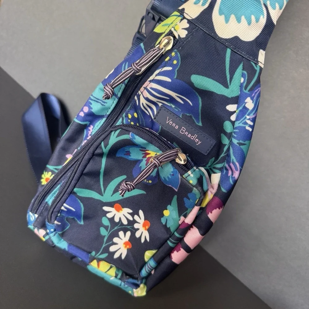 Vera Bradley Crossbody Single Strap Sling Back Bag ~ Floral Accents